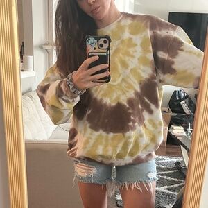 Urban Outfitters Tie-Dye Oversized Sweater — Brown & Green (Size S/M)
